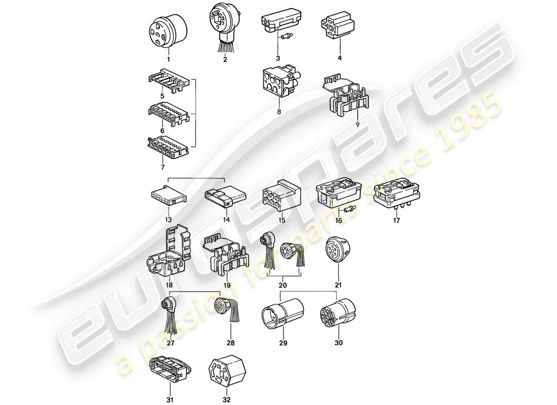 porsche 1987 (924s) steckverbindergehäuse ersatzteildiagramm