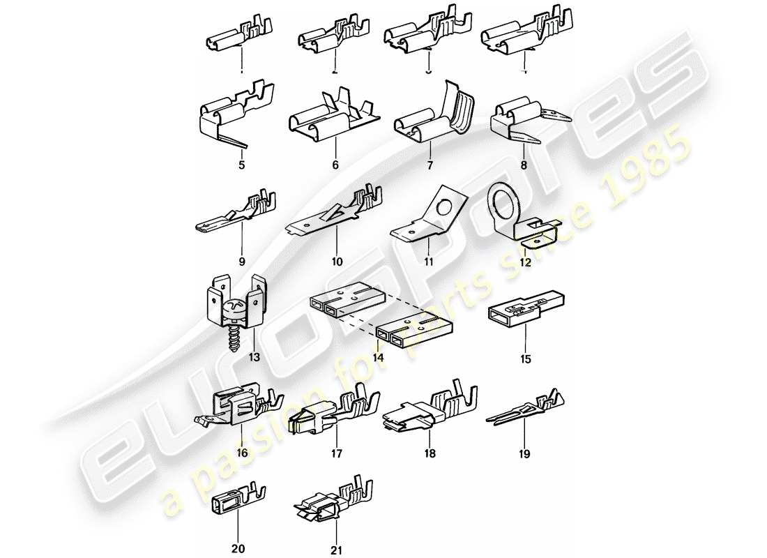 porsche 1987 (924s) flachsteckverbinder - steckanschluss - ersatzteildiagramm