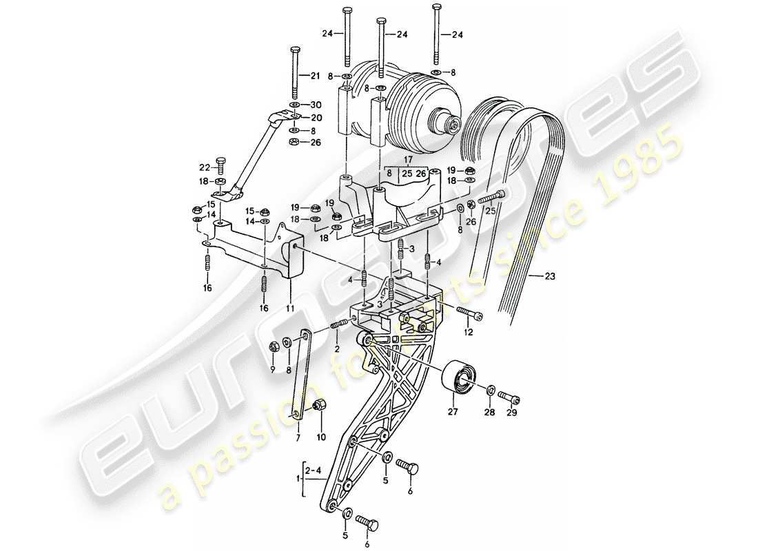 porsche 1992 (964) kompressor - montage - antriebsmechanismus teilediagramm