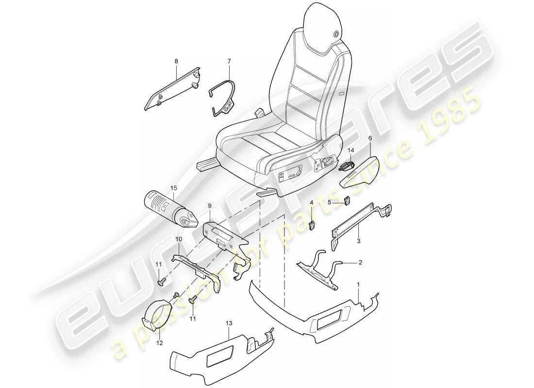 porsche 2003 (cayenne e1 9pa) sitzrahmen teilediagramm