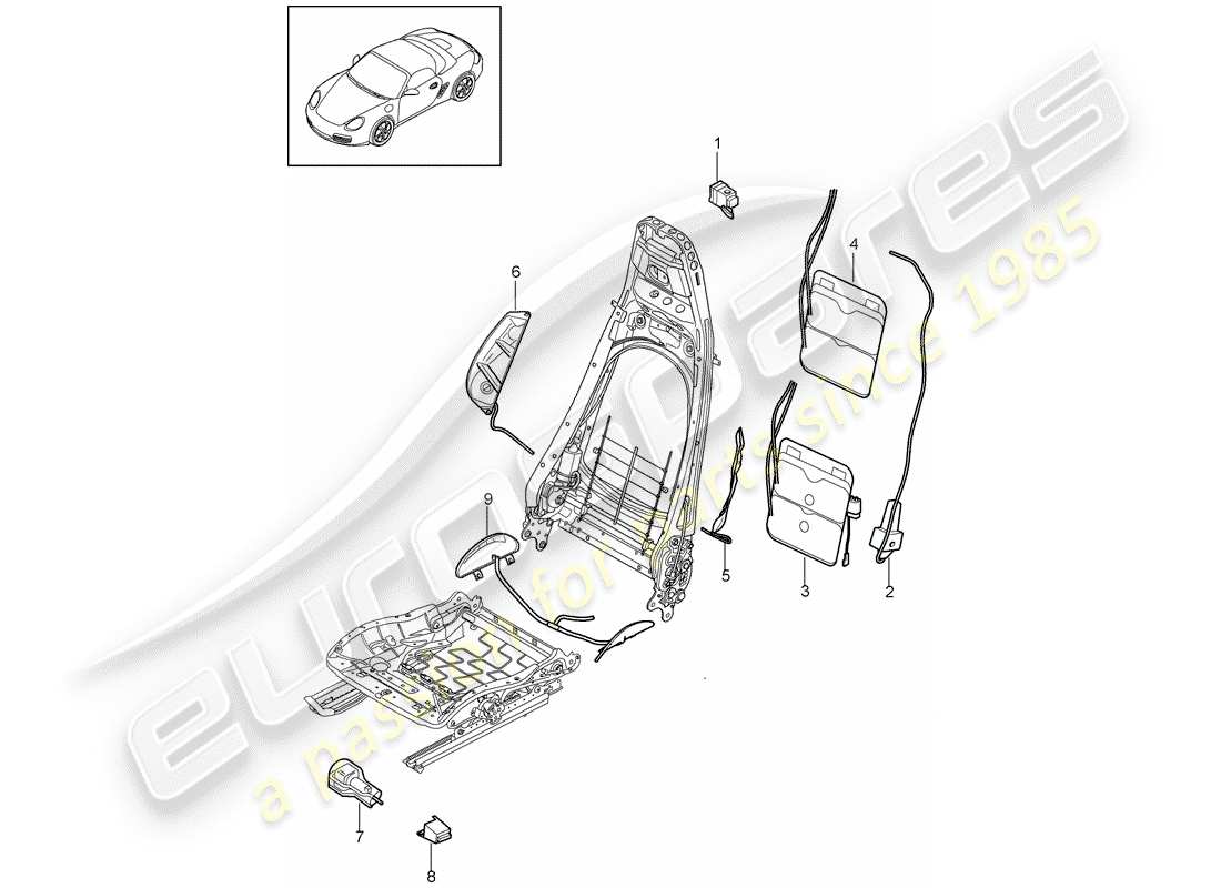porsche 2011 (987 boxster) lumbar support ersatzteildiagramm