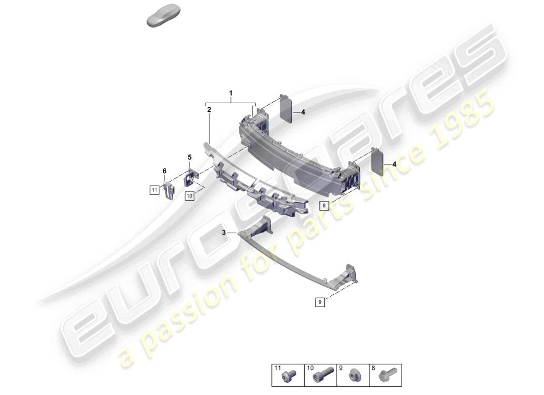porsche 2019 (992-1) stoßstangenträger vorne 911 dakar teilediagramm