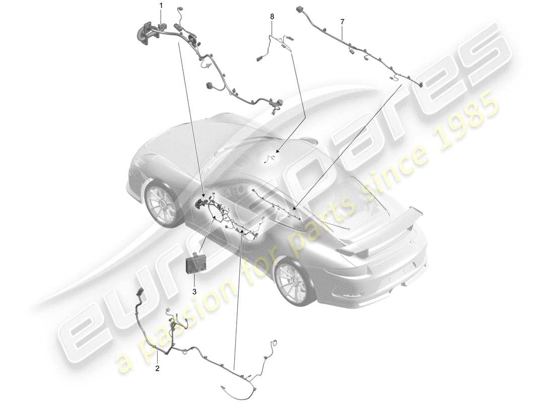 porsche 2020 (991-2 r/gt3/rs) kabelbäume ersatzteildiagramm