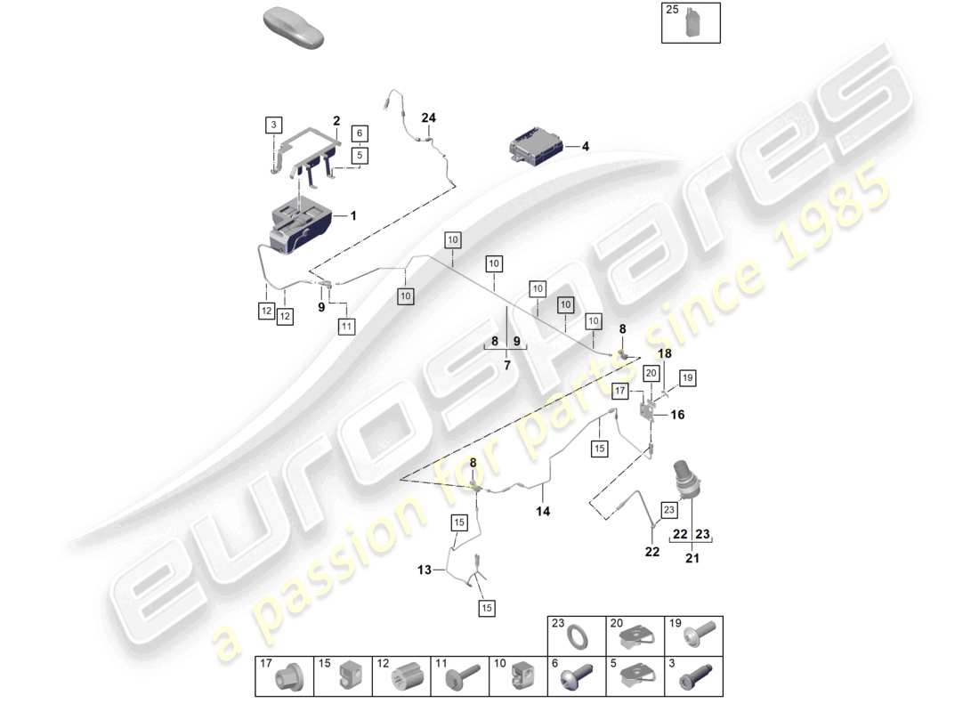 porsche 2019 (992-1) adaptive federung hydraulikleitung teilediagramm