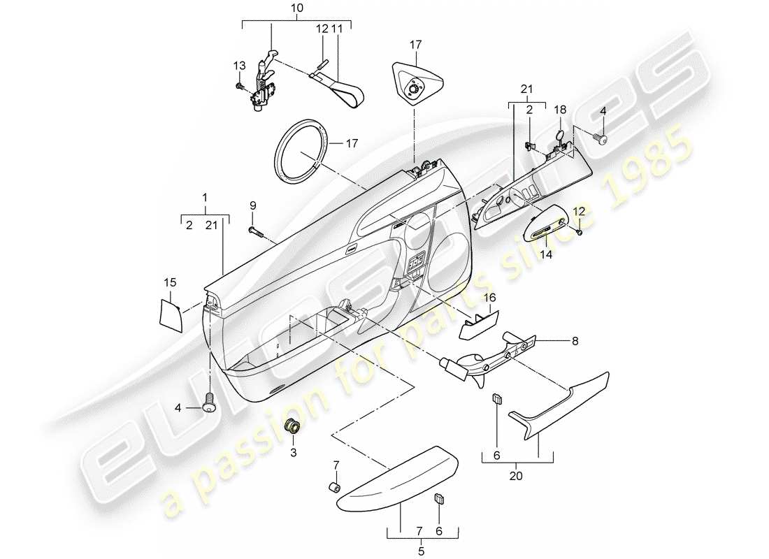 porsche 2011 (997-2 gt3) türplatte teilediagramm