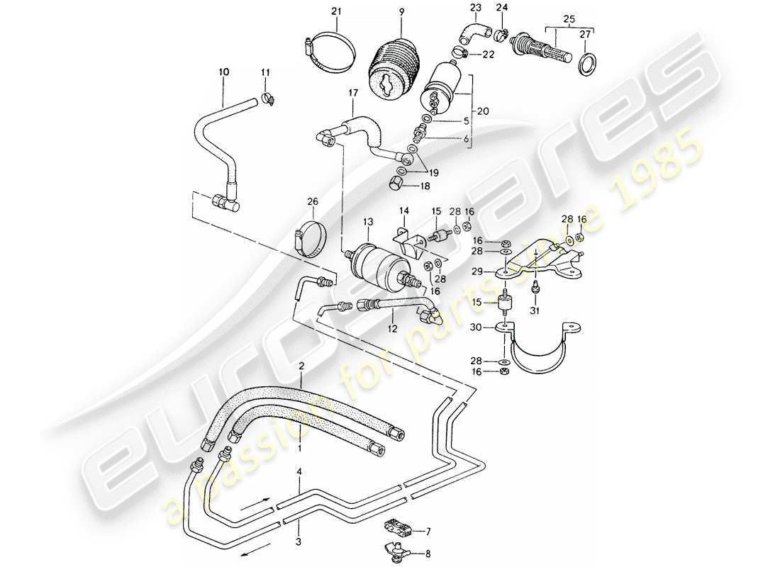 porsche 1994 (968) kraftstoffsystem teilediagramm