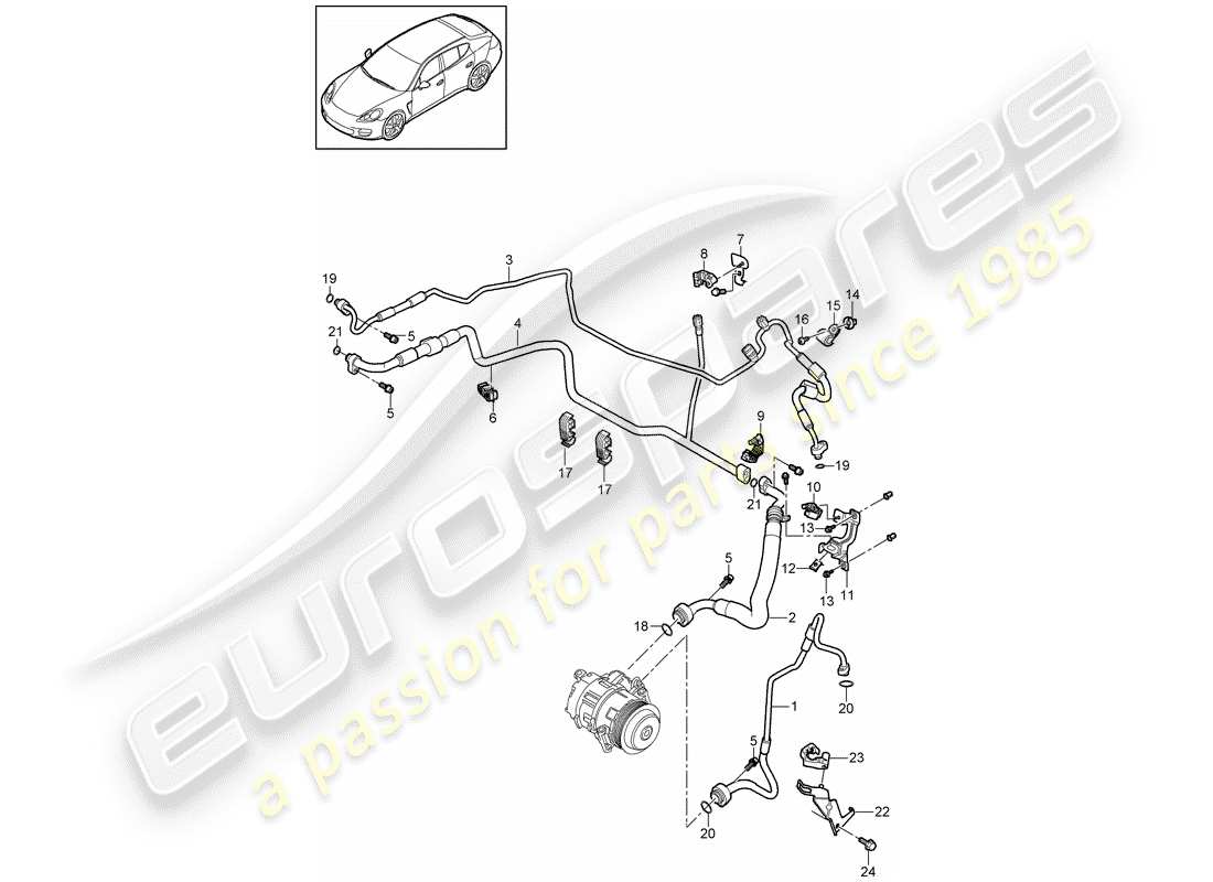 porsche 2013 (panamera 970) kältemittelkreislauf teilediagramm