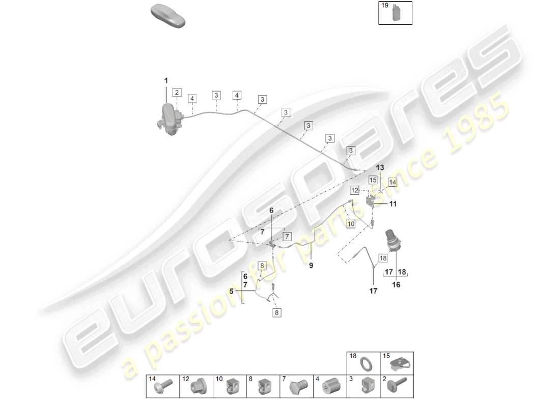 porsche 2019 (992-1) adaptive federung hydraulikleitung teilediagramm
