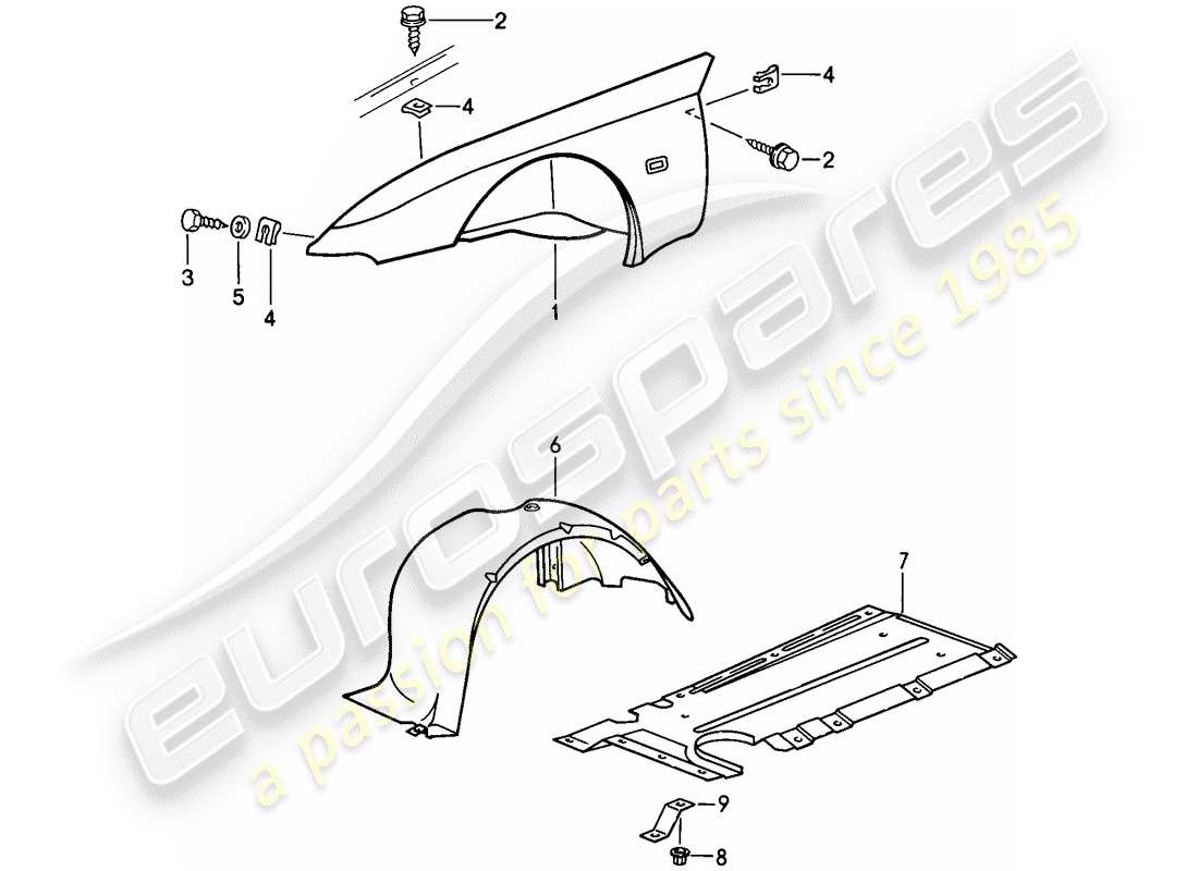 porsche 1986 (944) fender-teilediagramm