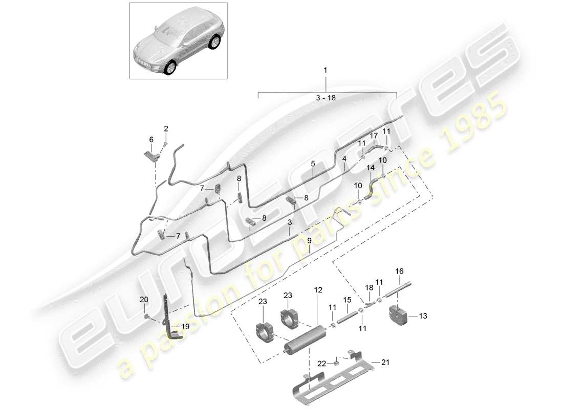 porsche 2016 (macan) kraftstoffsystem teilediagramm