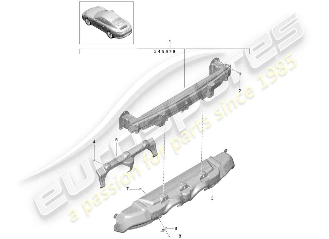 porsche 2019 (991-2) stoßstangenhalterung - ersatzteildiagramm