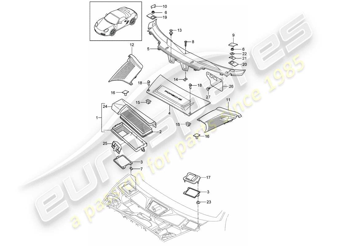 porsche 2006 (987 boxster) partikelfilter ersatzteildiagramm