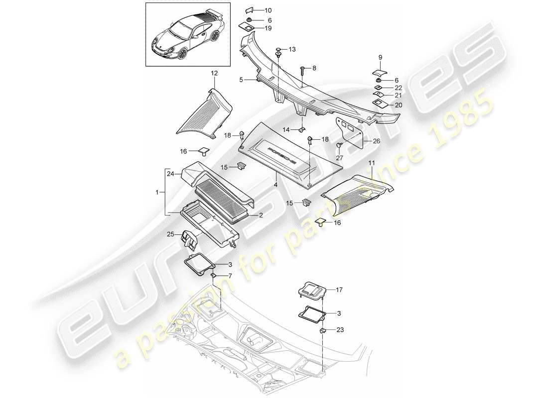 porsche 2011 (997-2 gt3) partikelfilter ersatzteildiagramm