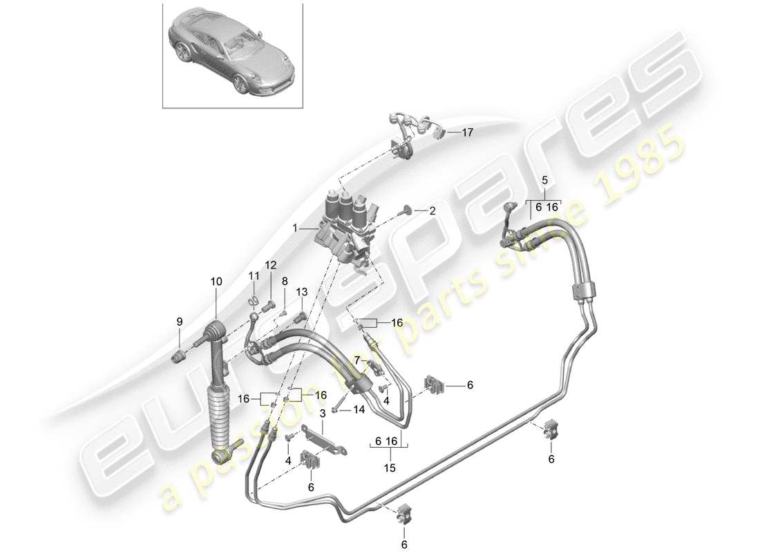 porsche 2019 (991-2 turbo) hydraulikleitung teilediagramm