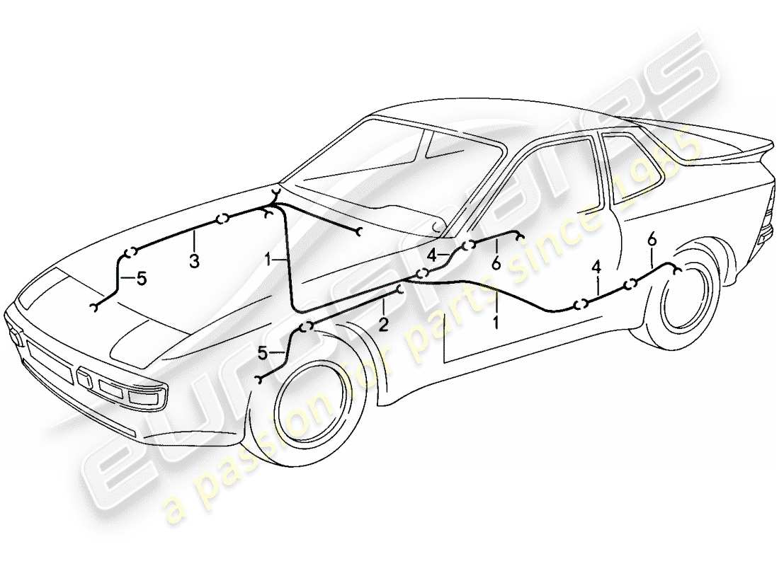 porsche 1986 (944) kabelbäume - anti-blockiersystem -abs- - bremsbelagverschleissanzeige ersatzteildiagramm