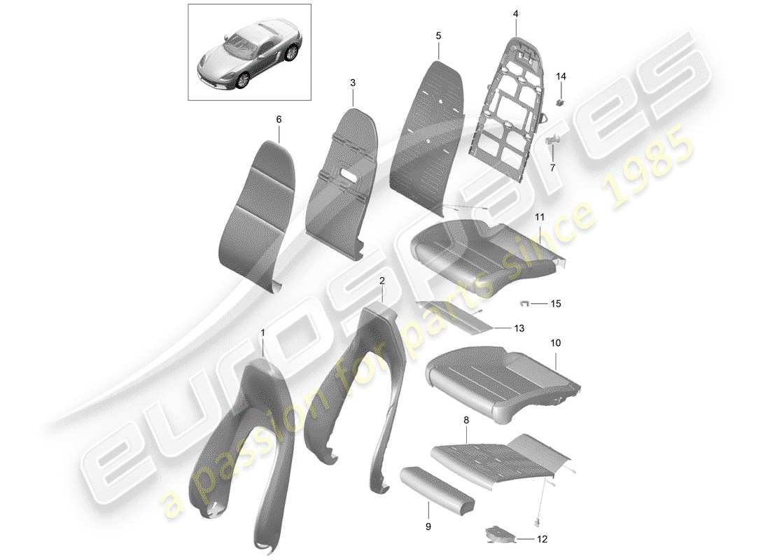 porsche 2017 (718 boxster) schaumteil teilediagramm