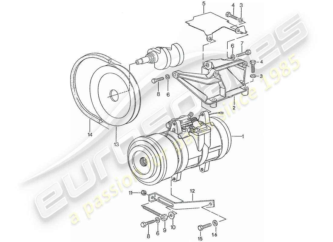 porsche 1990 (928) kompressor - montage teilediagramm