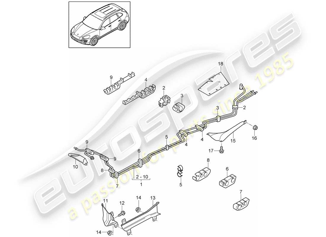 porsche 2014 (cayenne e2 92a) kraftstoffleitung teilediagramm