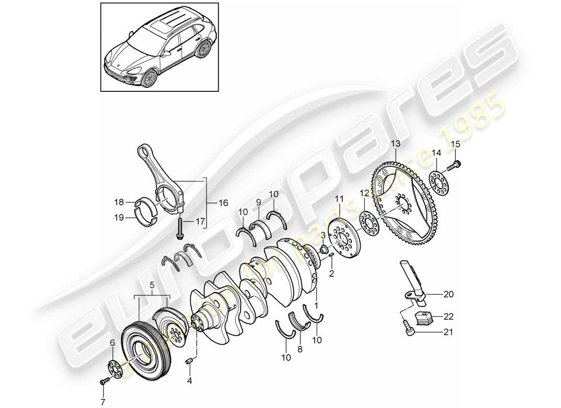 porsche 2013 (cayenne e2 92a) kurbelwelle teilediagramm