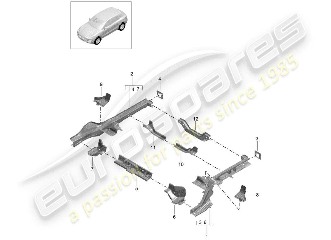 porsche 2014 (macan) rahmen teilediagramm