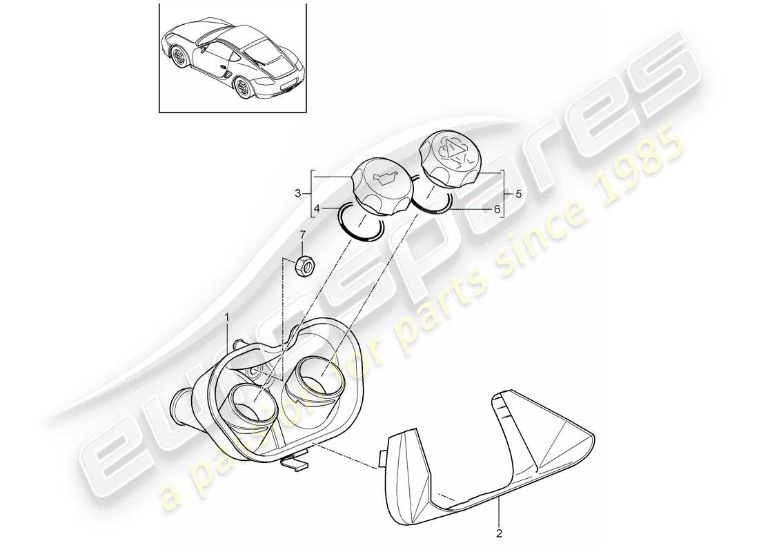 porsche 2011 (987 cayman) wasserkühlung 4 ersatzteildiagramm