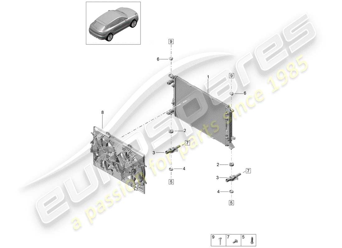 porsche 2020 (macan) wasserkühlung teilediagramm