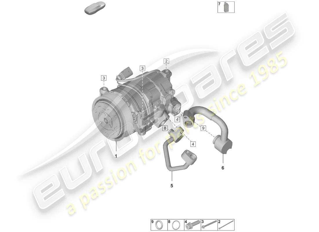 porsche 2020 (992-1) klimaanlagenkompressor teilediagramm