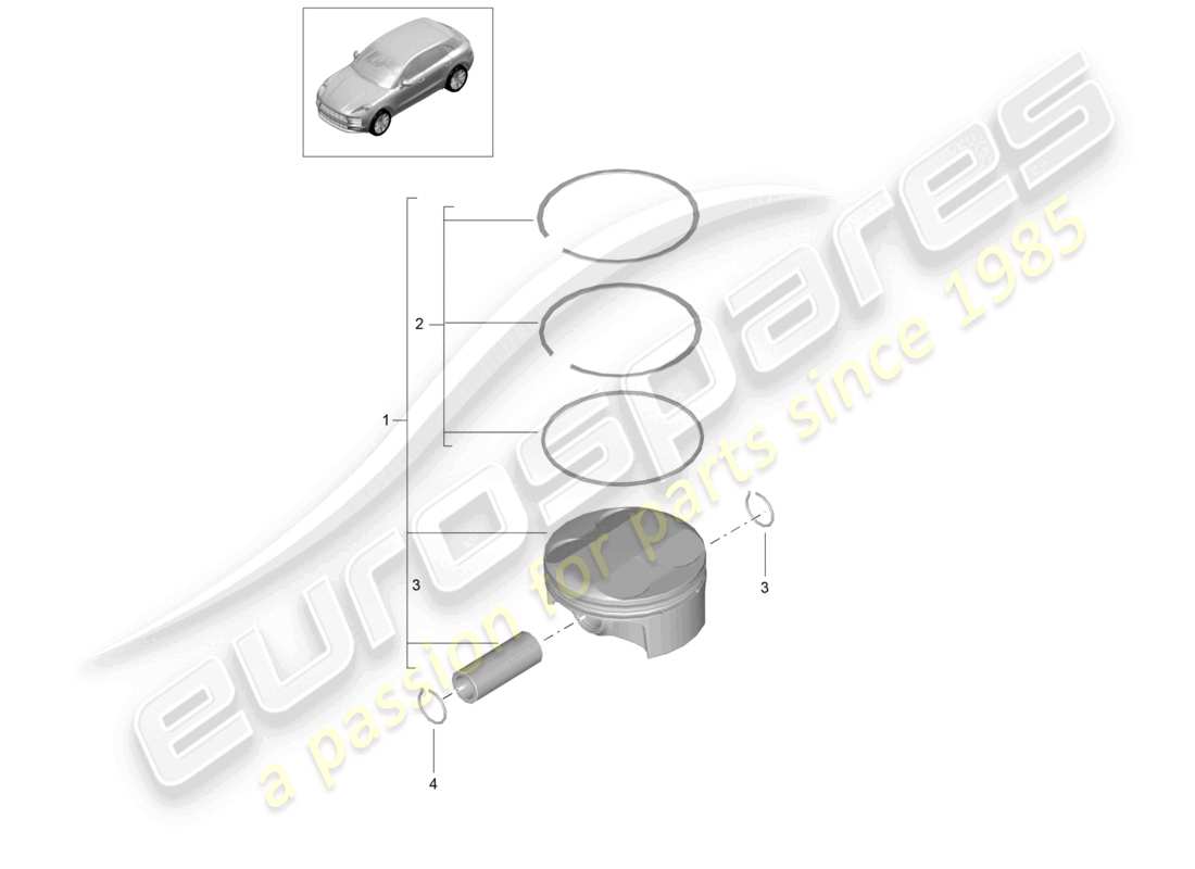 porsche 2020 (macan) kolben teilediagramm