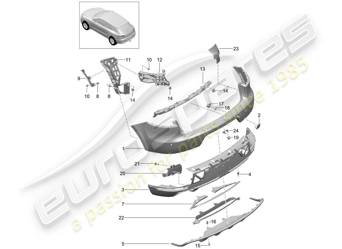 porsche 2015 (macan) stoßstange ersatzteildiagramm
