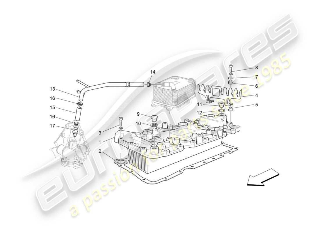 maserati granturismo (2008) wärmetauscher teilediagramm