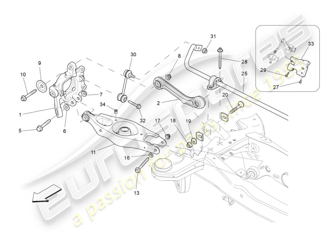 maserati qtp 3.0 bt v6 410hp (2014) hinterradaufhängung teilediagramm