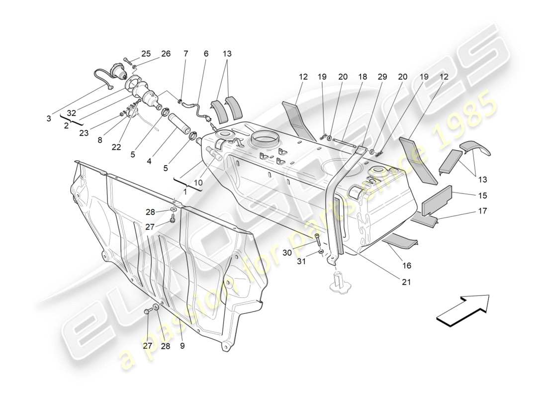 maserati qtp 3.0 tds v6 275hp (2015) kraftstofftank teilediagramm