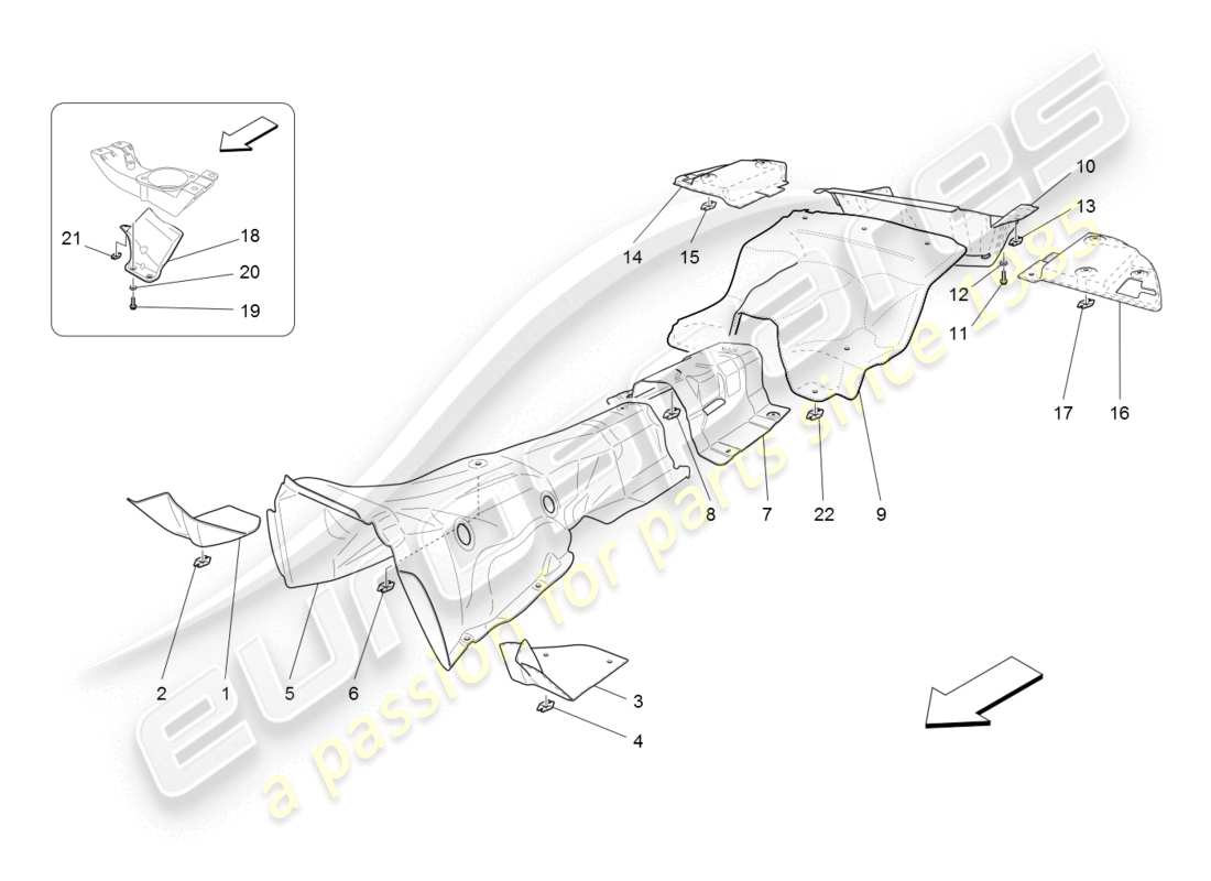 maserati granturismo (2008) wärmeisolierende paneele teilediagramm