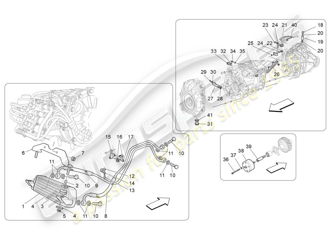 maserati granturismo (2011) schmierung und getriebeölkühlung teilediagramm