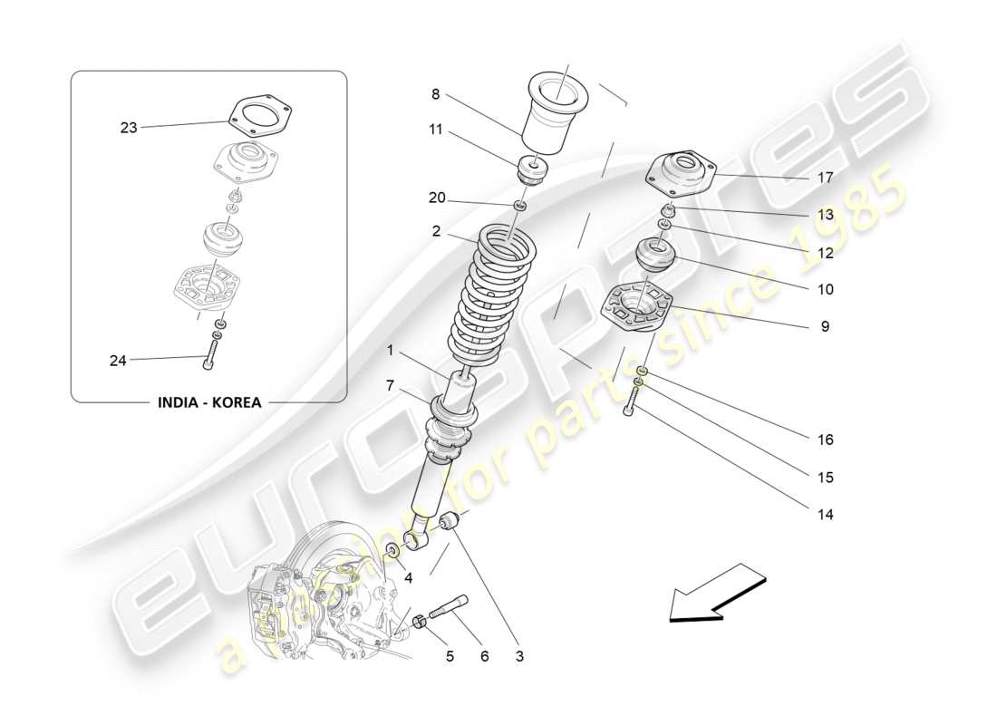 maserati granturismo (2009) hintere stossdämpfergeräte teilediagramm