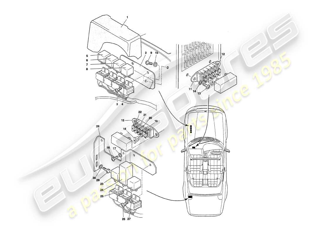 aston martin v8 volante (1998) relais, bis vin 89026 ersatzteildiagramm