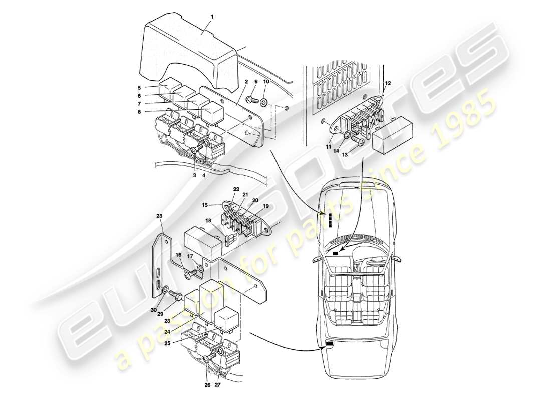 aston martin v8 volante (1997) relais, vin 89027 im teilediagramm