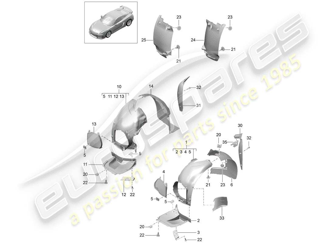 porsche 2016 (981 cayman gt4) trims-teilediagramm
