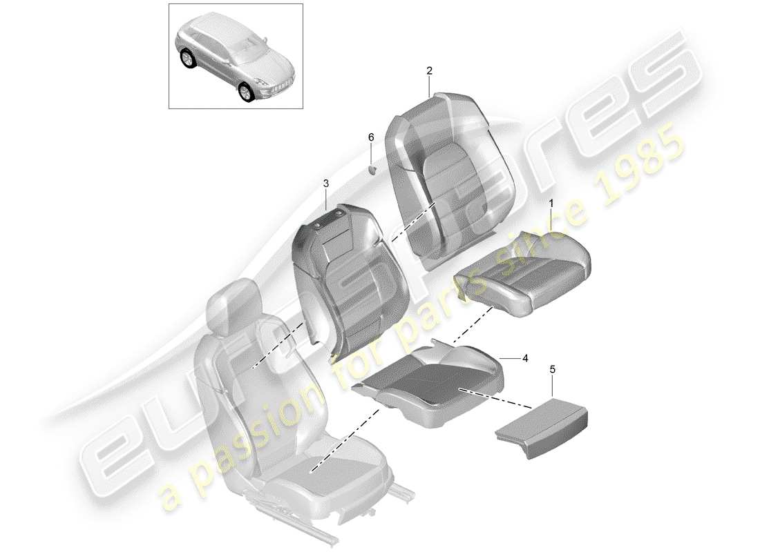 porsche 2017 (macan) rückenlehnenabdeckung ersatzteildiagramm