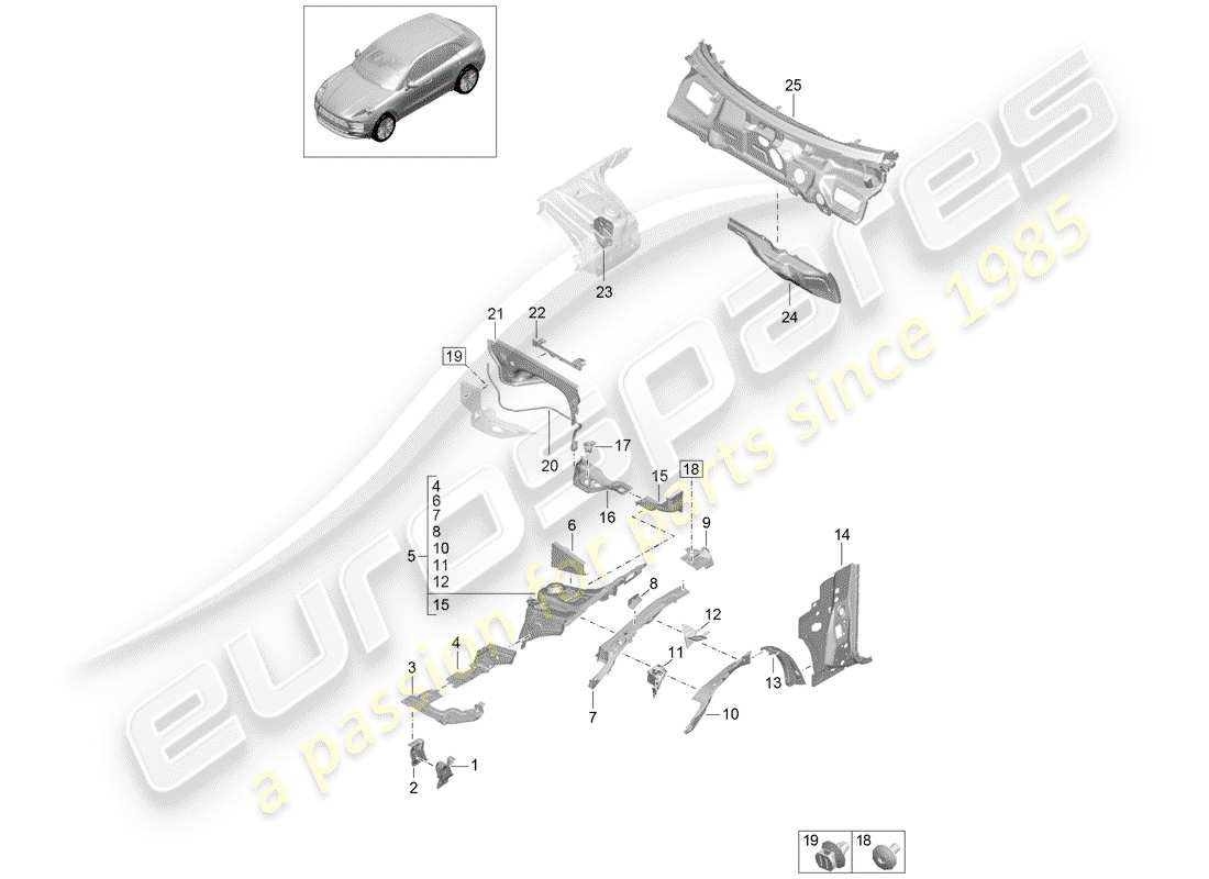 porsche 2019 (macan) front end teilediagramm