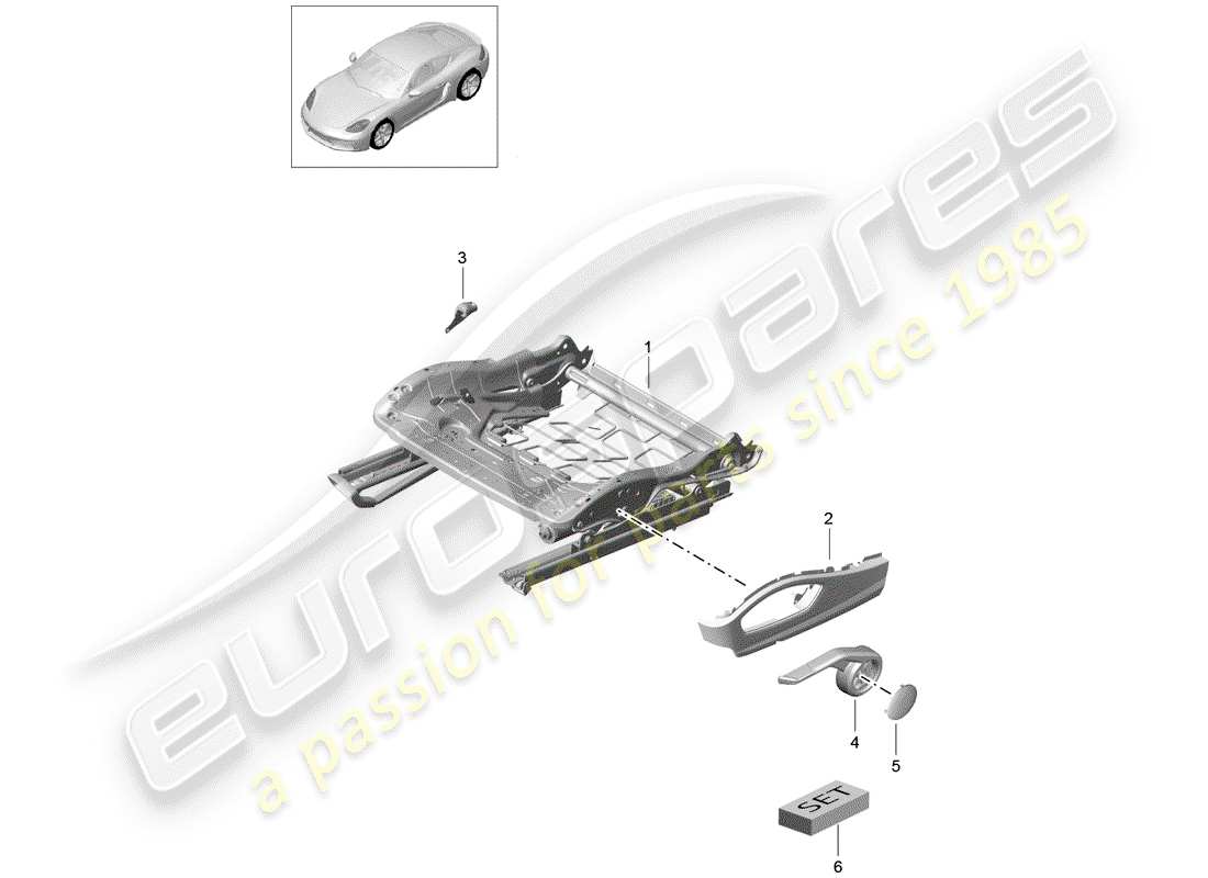porsche 2017 (718 cayman) sitzrahmen teilediagramm