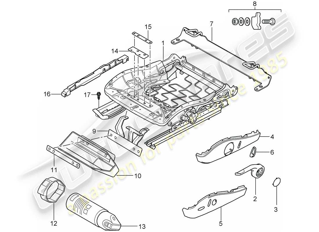 porsche 2007 (987 cayman) sitzrahmen teilediagramm