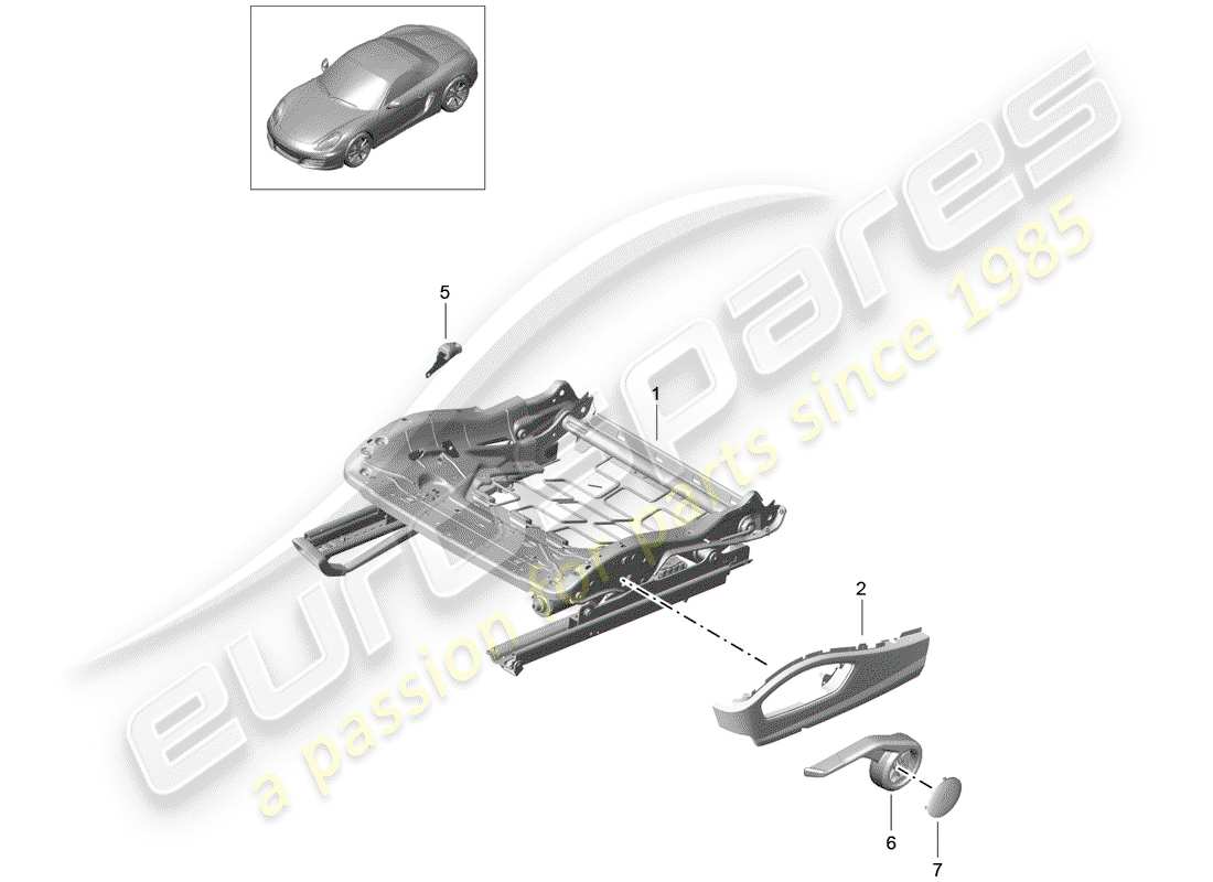 porsche 2015 (981 boxster) sitzrahmen teilediagramm
