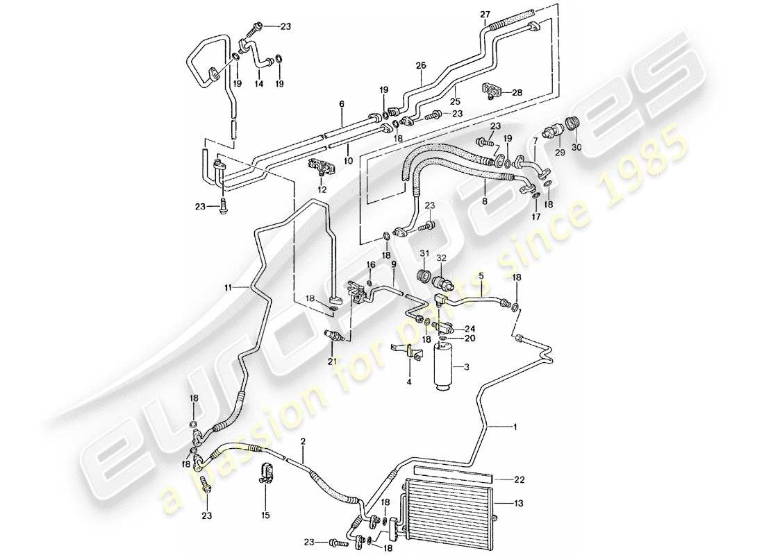 porsche 2003 (996 gt3) kältemittelkreislauf teilediagramm