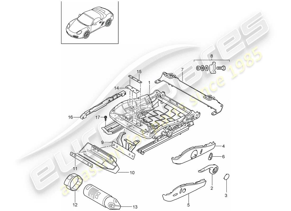 porsche 2011 (987 boxster) sitzrahmen teilediagramm