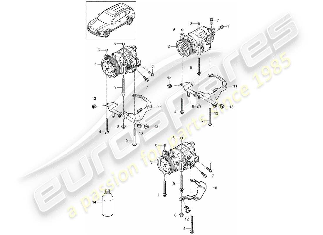 porsche 2016 (cayenne e2 92a) kompressor teilediagramm
