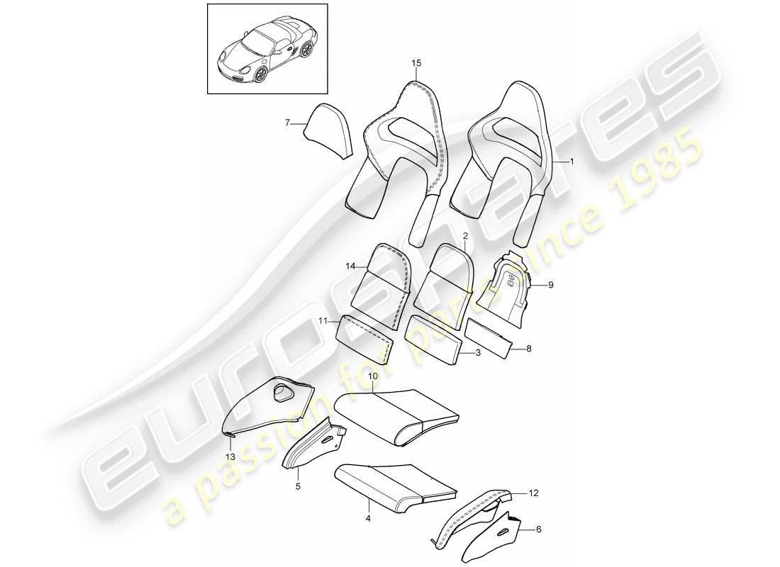 porsche 2010 (987 boxster) schaumteil teilediagramm