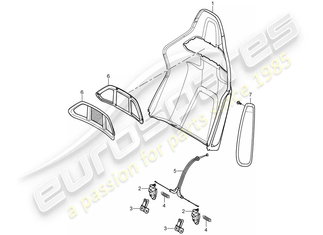 porsche 2006 (987 boxster) rückenlehnenschale ersatzteildiagramm