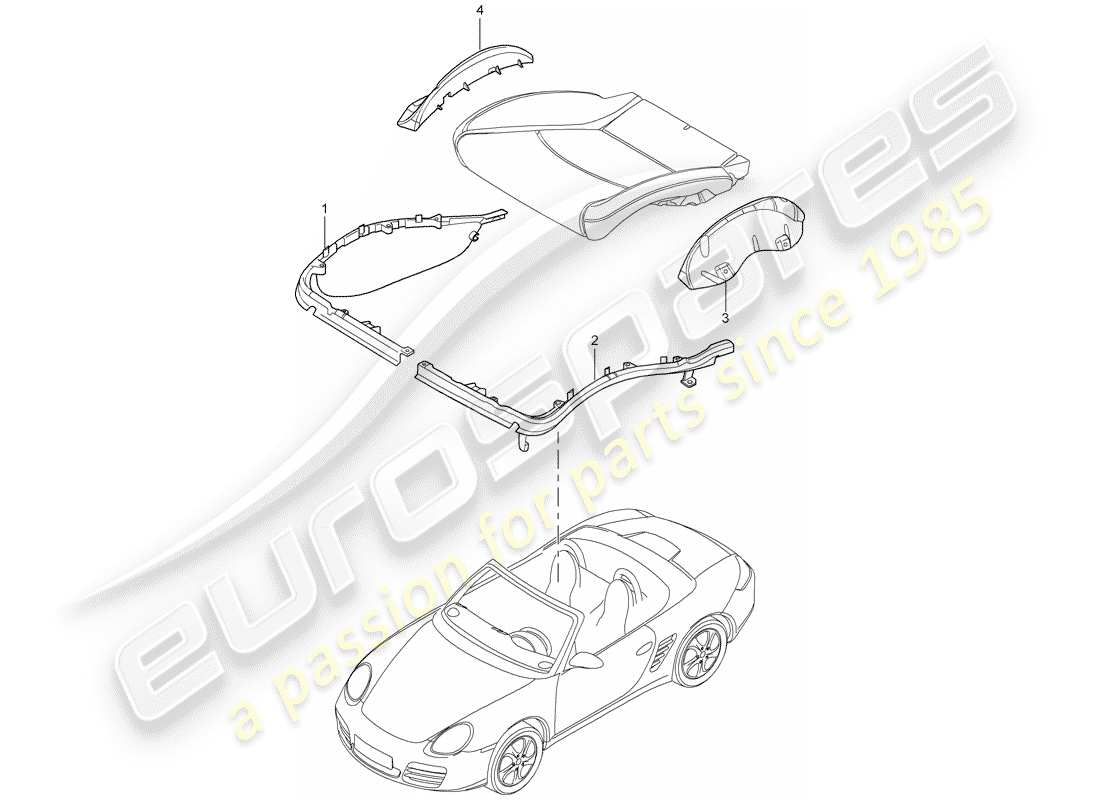 porsche 2007 (987 boxster) kissenträger ersatzteildiagramm