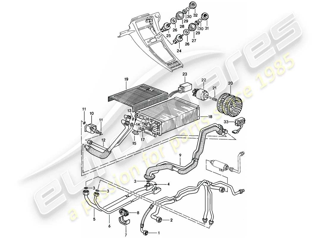 porsche 1985 (928) leitungen - zusatzklimaanlage - d - mj 1985>> ersatzteildiagramm